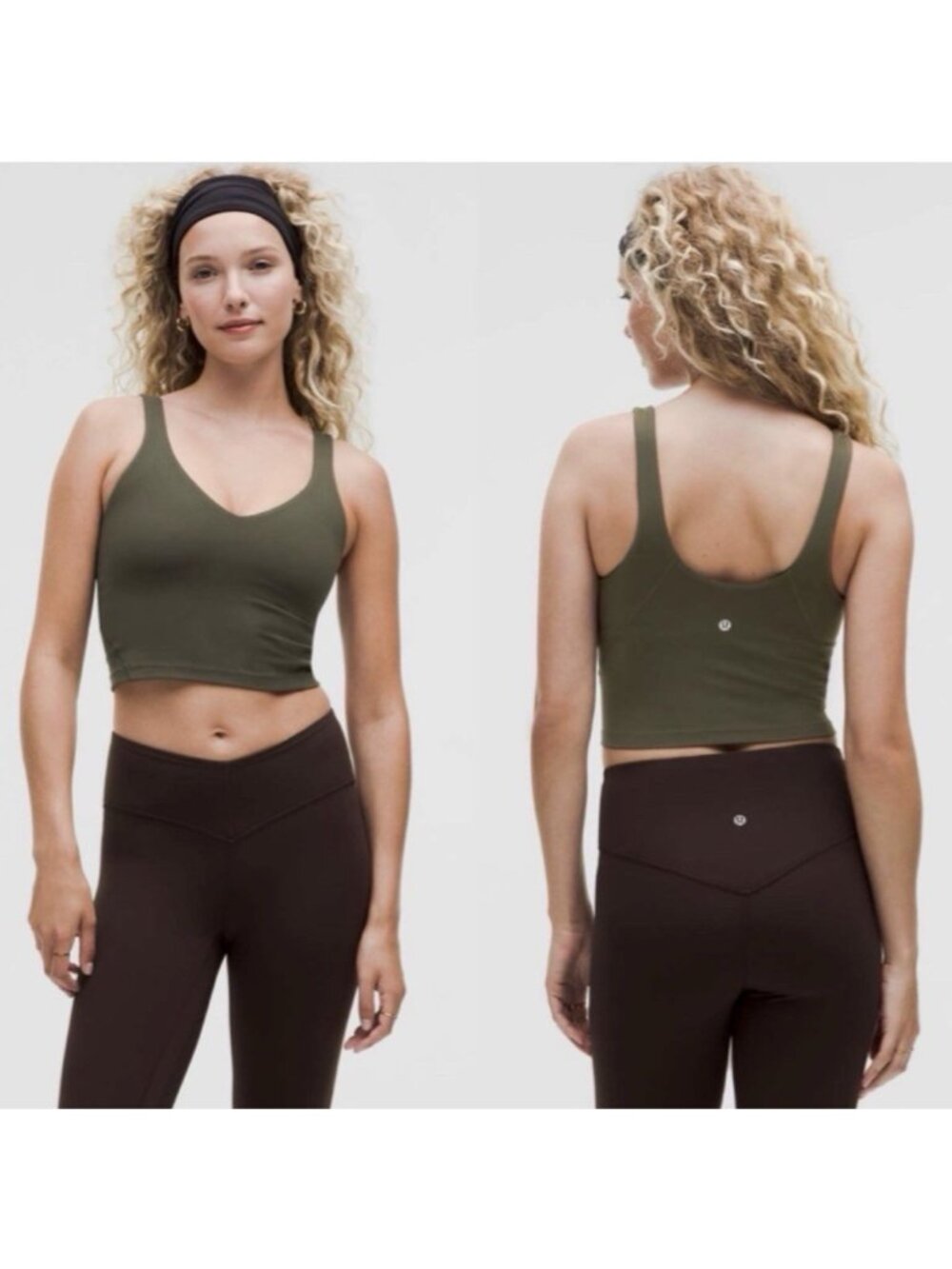 Lululemon New Align Tank Top Dark Olive Built-In Bra Nulu Size 2